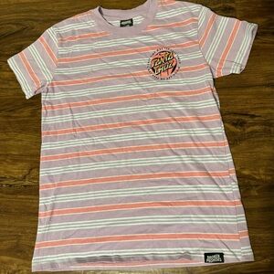 Santa Cruz X Broken Promises Womens size Medium Striped Tee Shirt